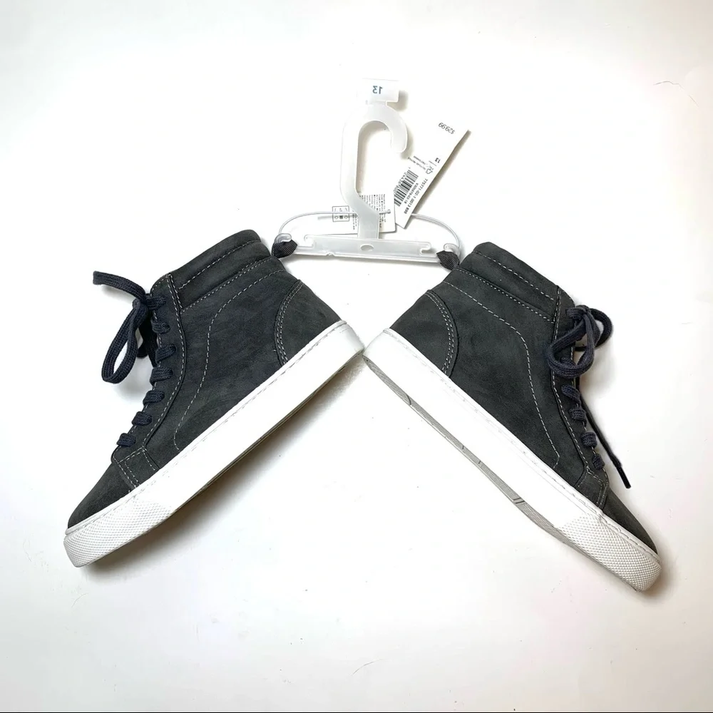 Old Navy Faux Suede High-Top Sneakers Gray Little Boy Sz 13 NWT Lace-Up School